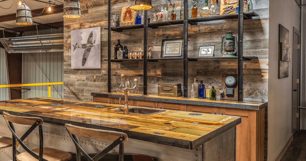 built in dry bar ideas with edgy urban design