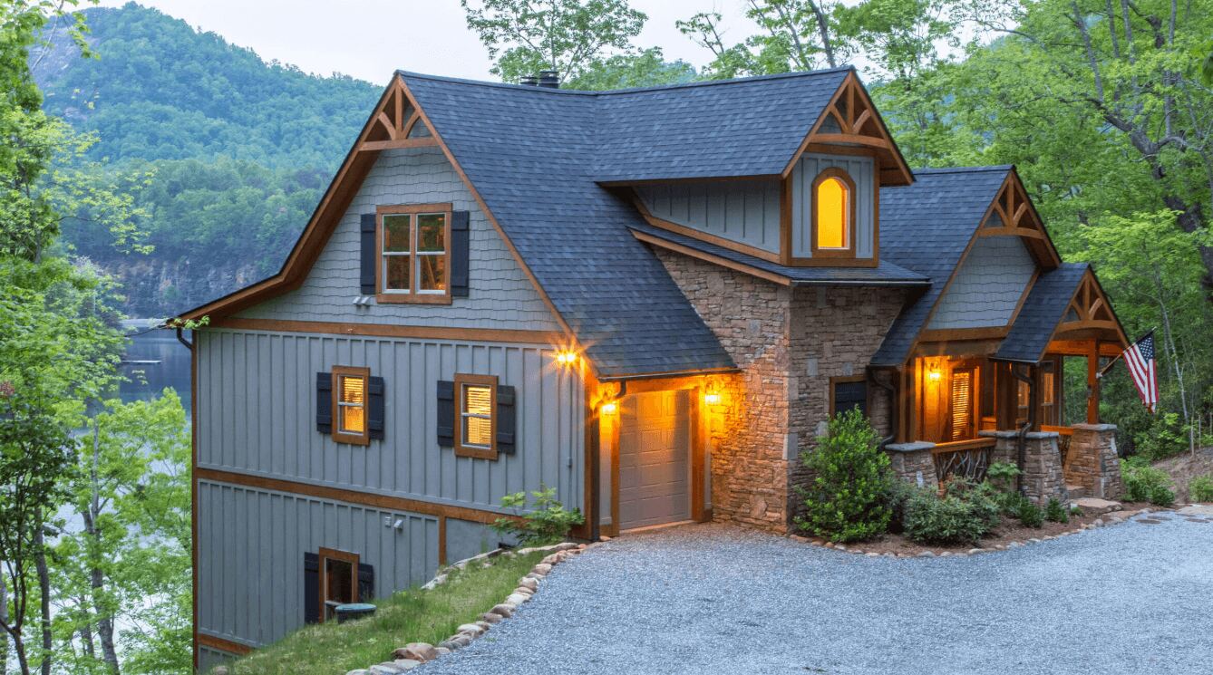 custom home designs on a slope in the mountains