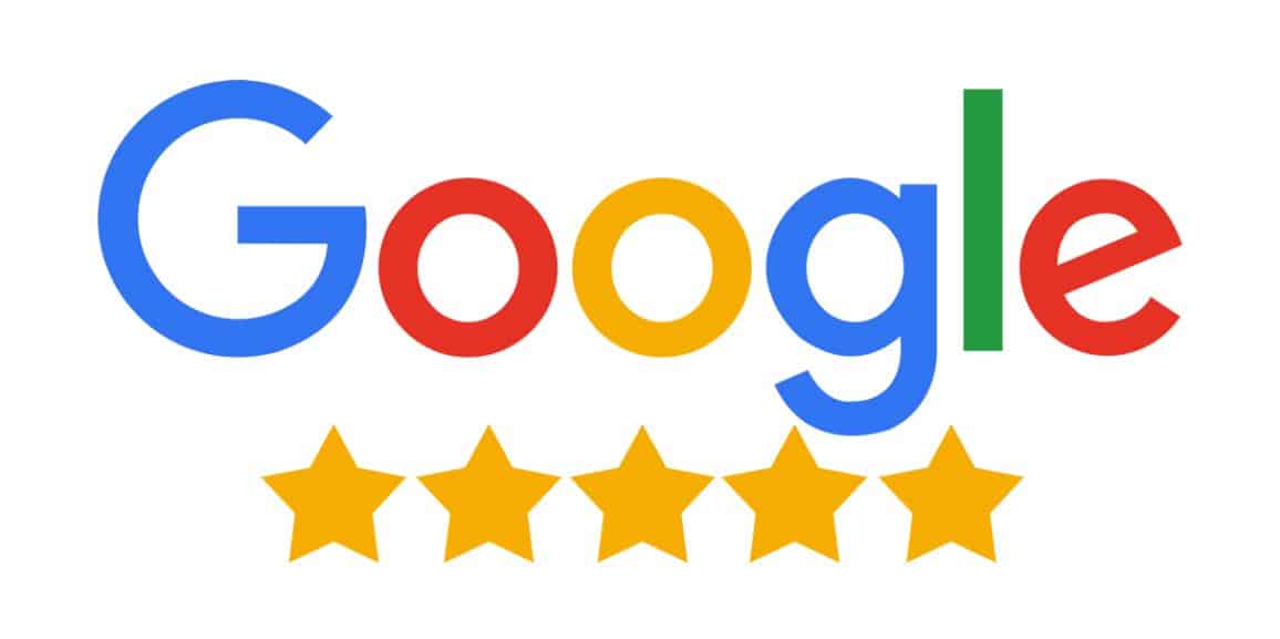 Google review with five star logo