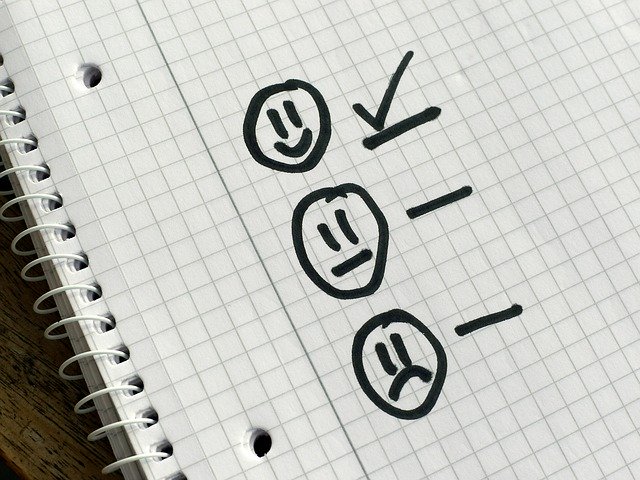 Pad of graph paper with three circle faces with smiley face checkmarked