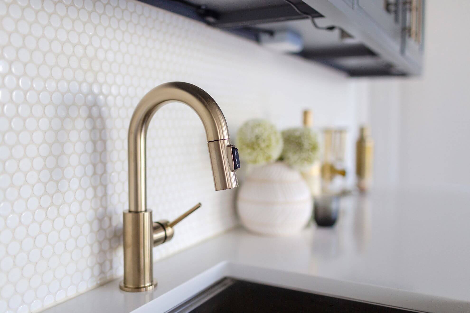 Brass faucet with new remodeled sink