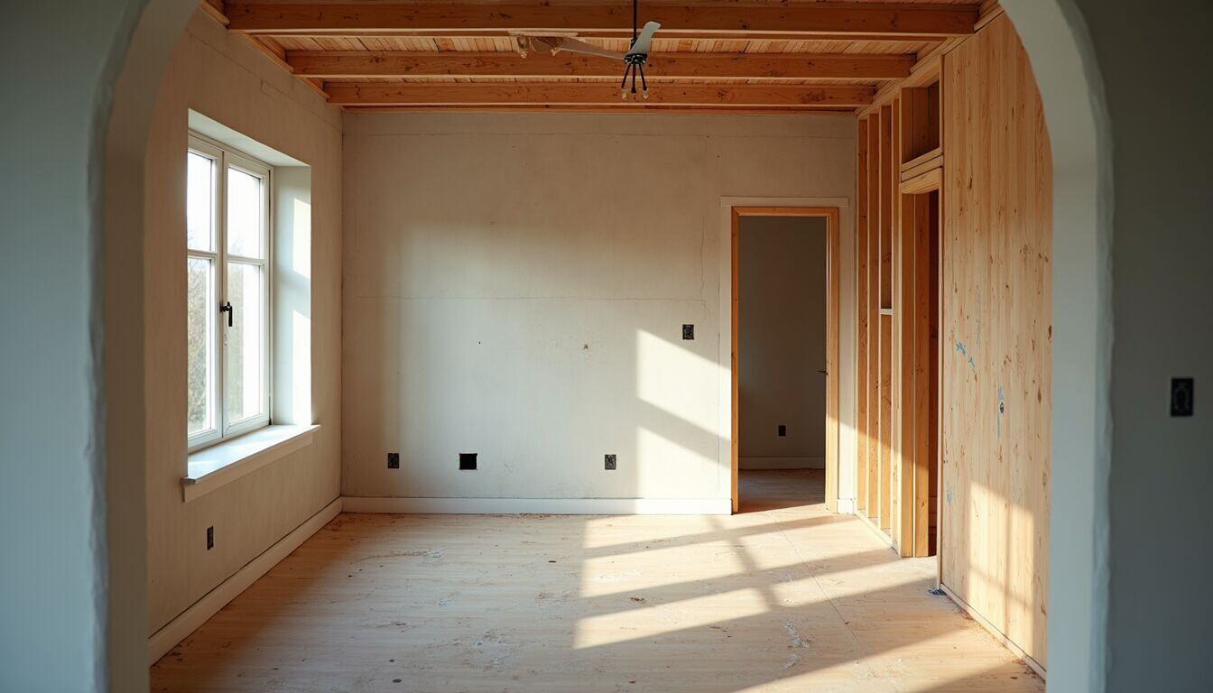 High angle view of a home renovation in progress