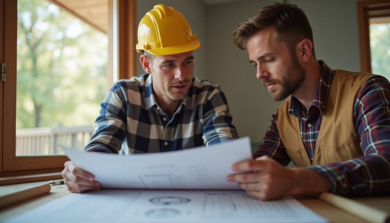 Eye-level view of a contractor discussing a plan with the homeowner