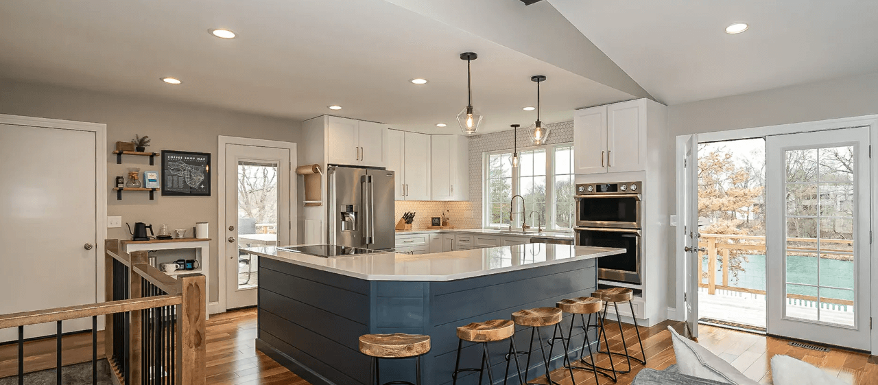 whole house remodeling open floor plan into kitchen and back deck
